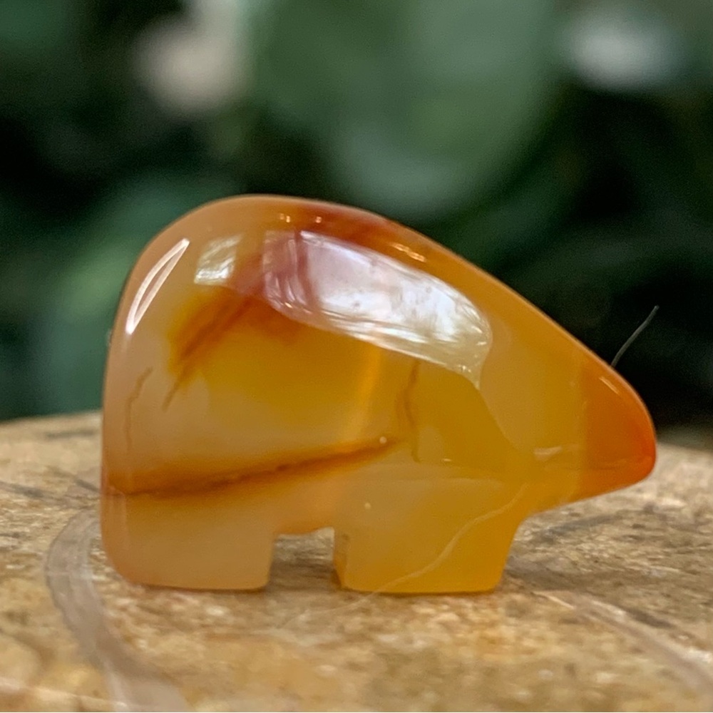 Native American Style Carnelian Zuni Bear Fetish Bead Carved Stone Mini Animal